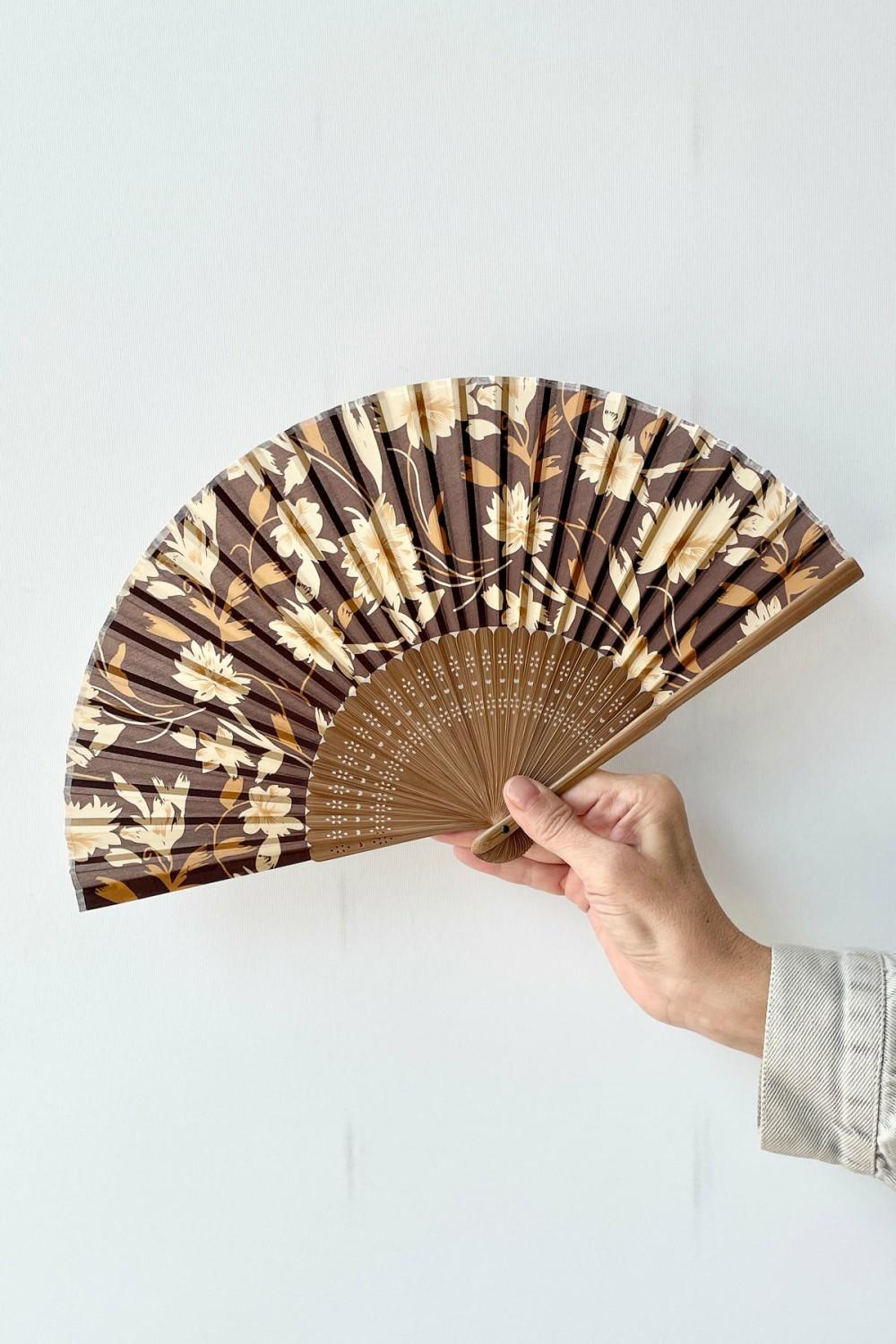 Garden Accessories |   Silk Fan Brown Flowers With Brown Bamboo Garden Garden Accessories