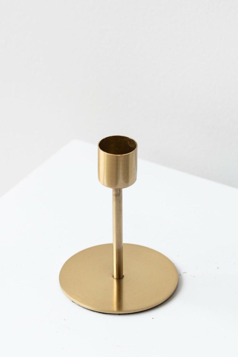 Home Accessories |   Taper Candle Holder Gold Medium Home Home Accessories