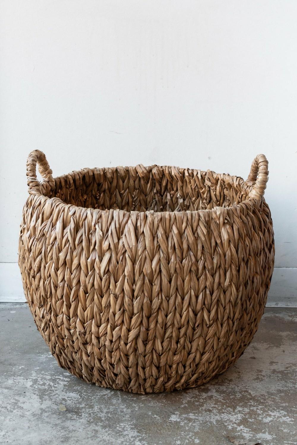 Home Accessories |   Woven Basket With Handles Water Hyacinth Large Home Home Accessories