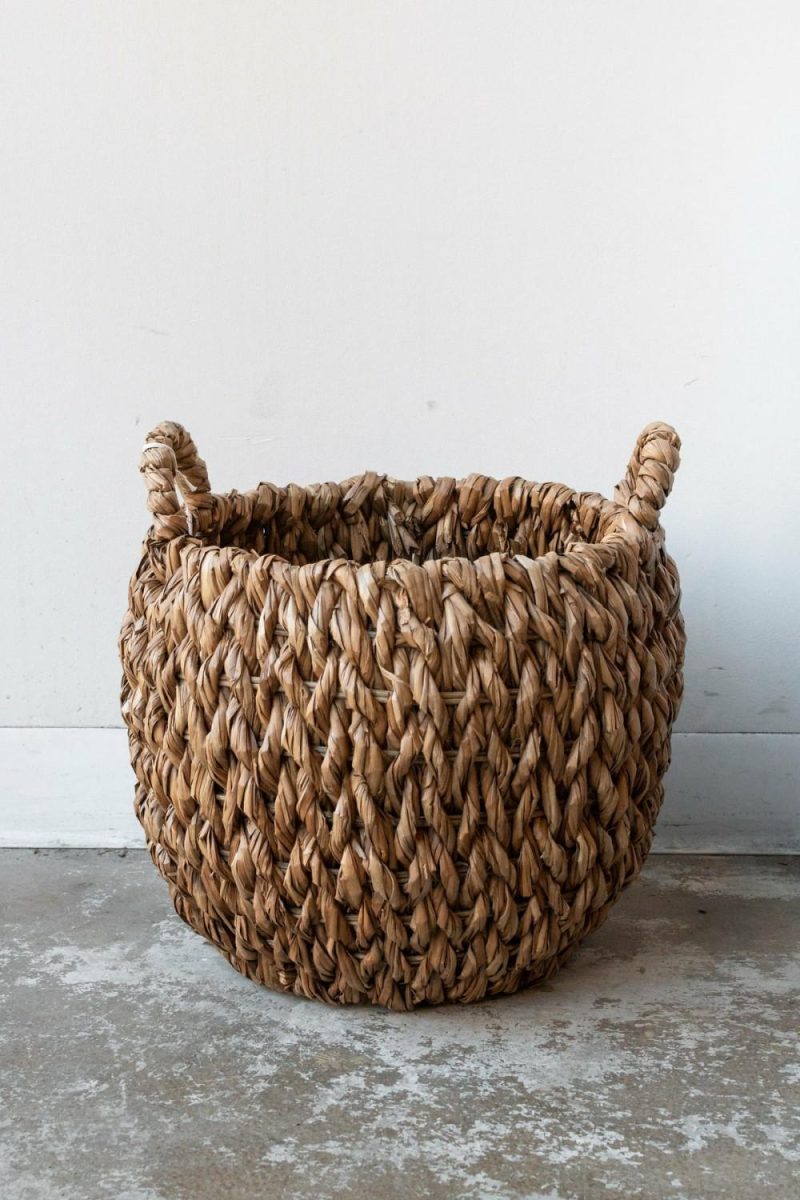 Home Accessories |   Woven Basket With Handles Water Hyacinth Small Home Home Accessories