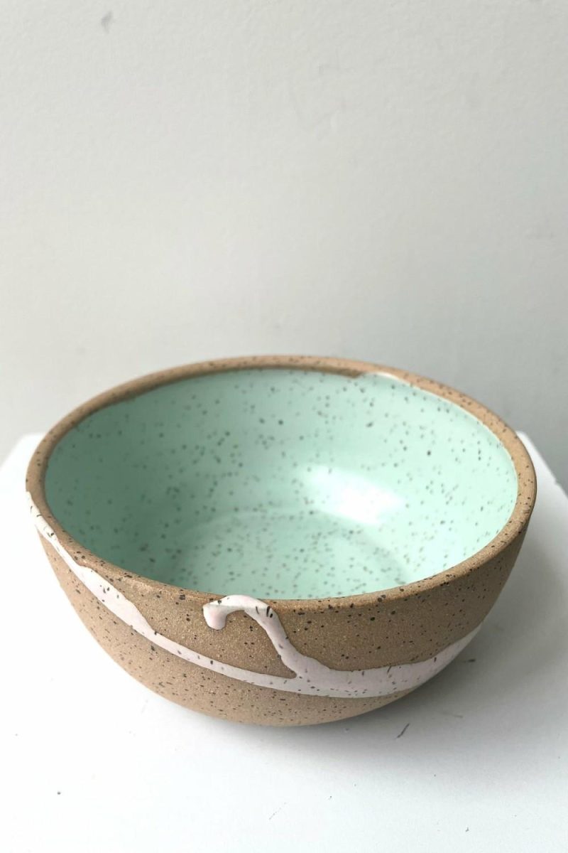 Kitchen & Table |   Coastal Bowl Mint & Pink Home Kitchen & Table