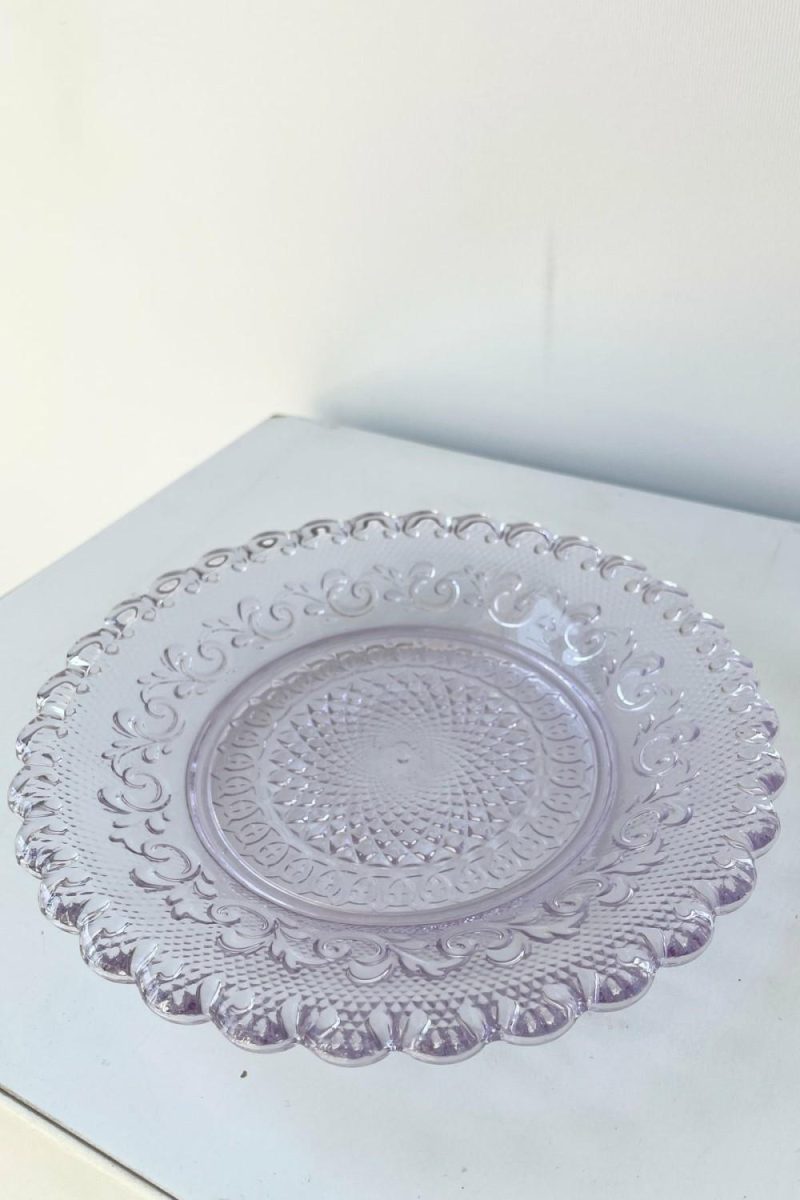 Kitchen & Table |   Dentelle Amethyst Chantilly Glass Plate Home Kitchen & Table