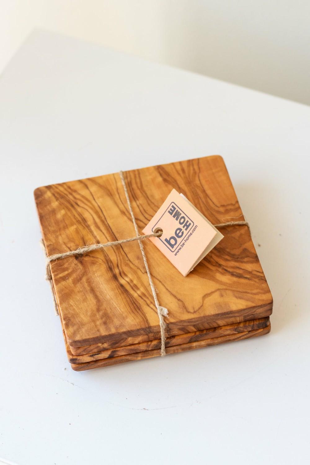 Kitchen & Table |   Olive Wood Coasters Set Of 4 Home Kitchen & Table