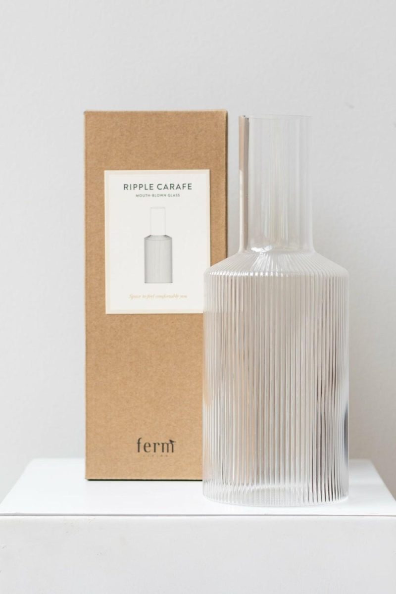 Kitchen & Table |   Ripple Carafe Glass Clear Home Kitchen & Table