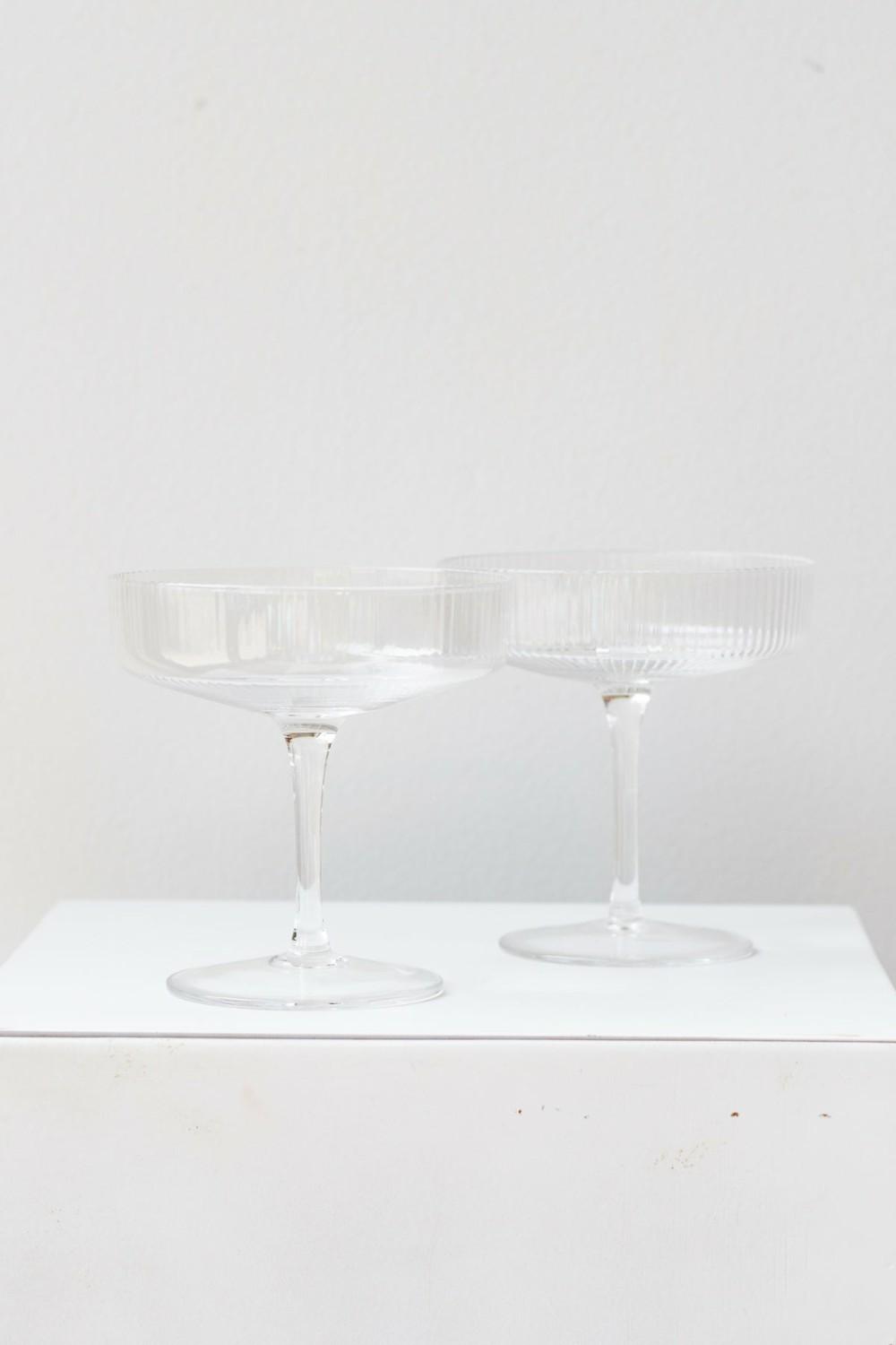 Kitchen & Table |   Ripple Champagne Saucers Set Of 2 Glass Clear Home Kitchen & Table