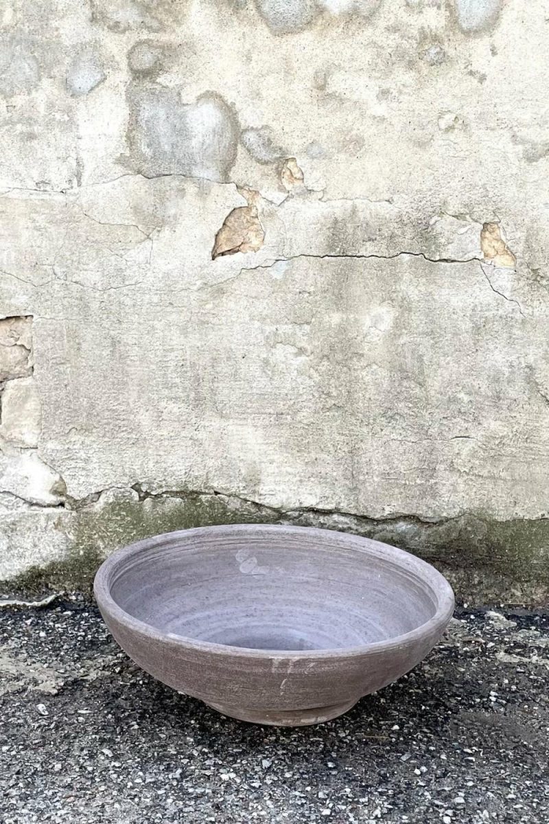 Planters |   Ada Clay Bowl & Saucer Grey 40Cm Garden Planters