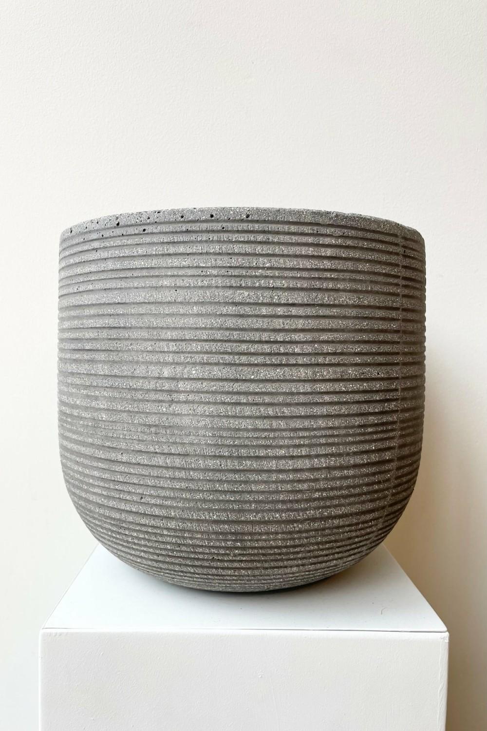 Planters |   Cody Pot Horizontal Ridged Dark Grey Small Garden Planters