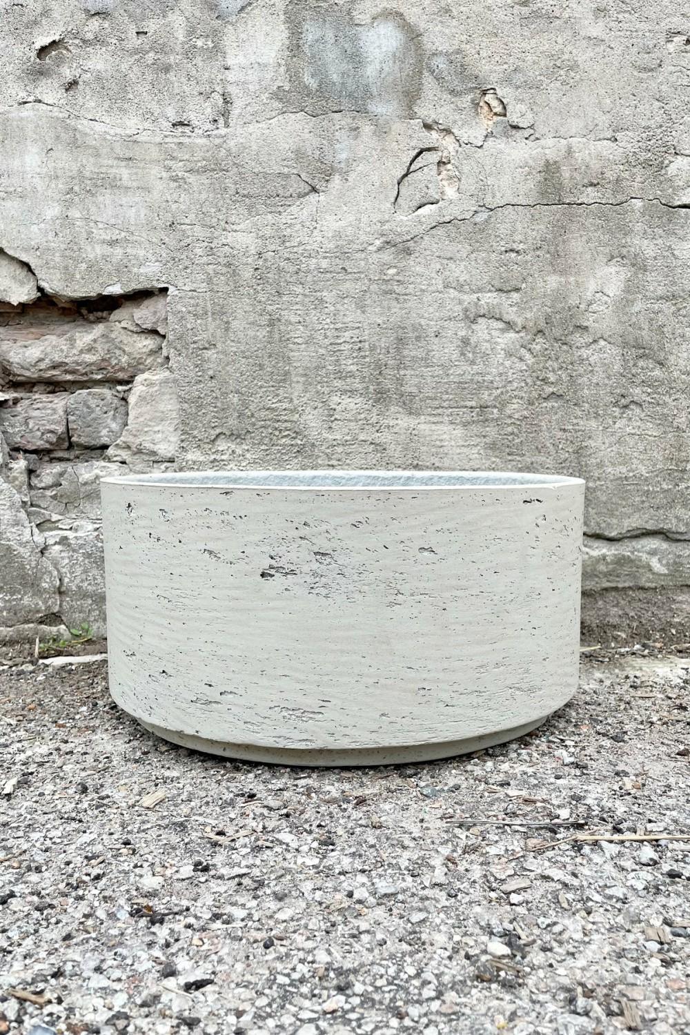 Planters |   Eli Bowl Grey Washed Large Garden Planters