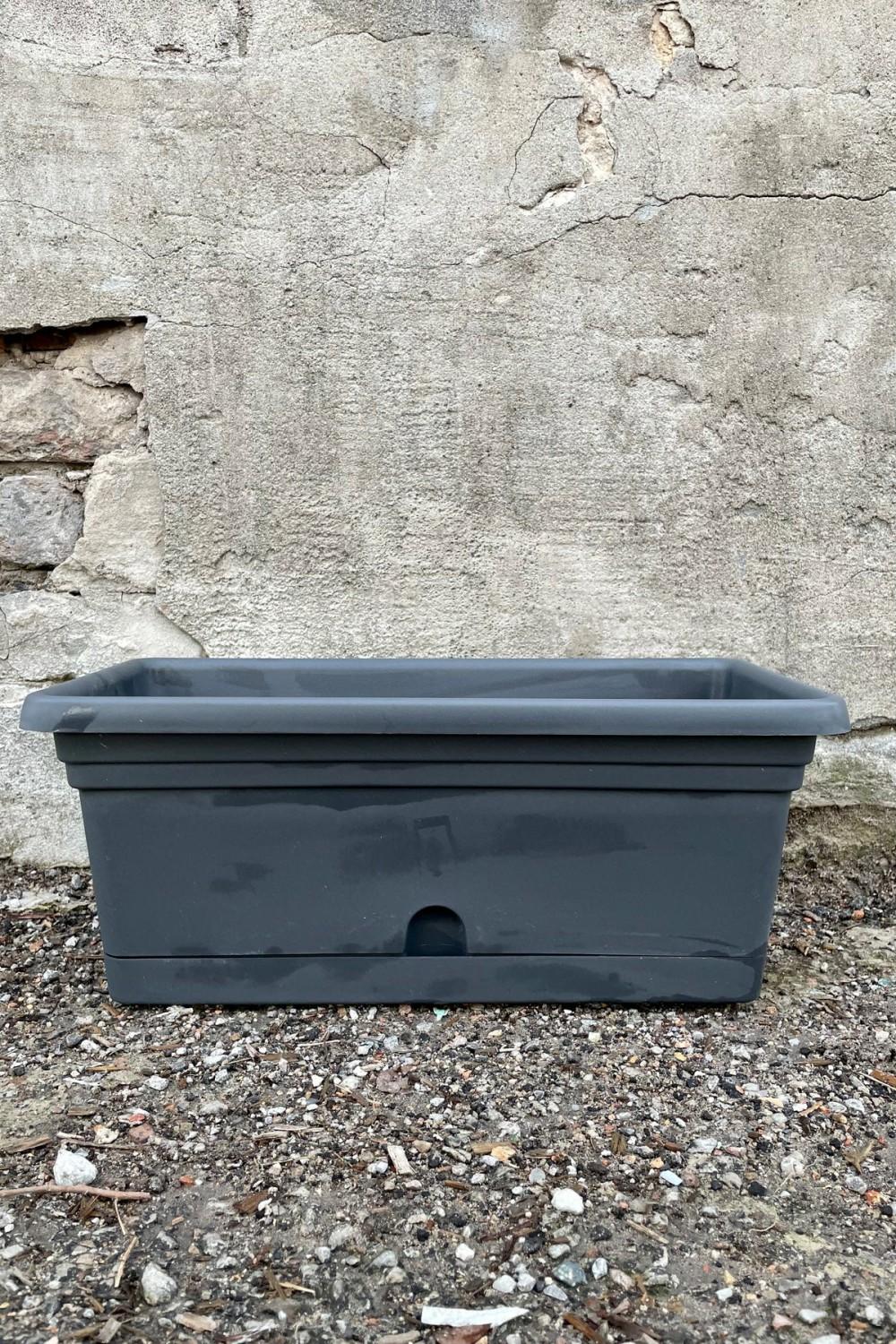 Planters |   Emma Rectangular Planter Charcoal 16″ Garden Planters