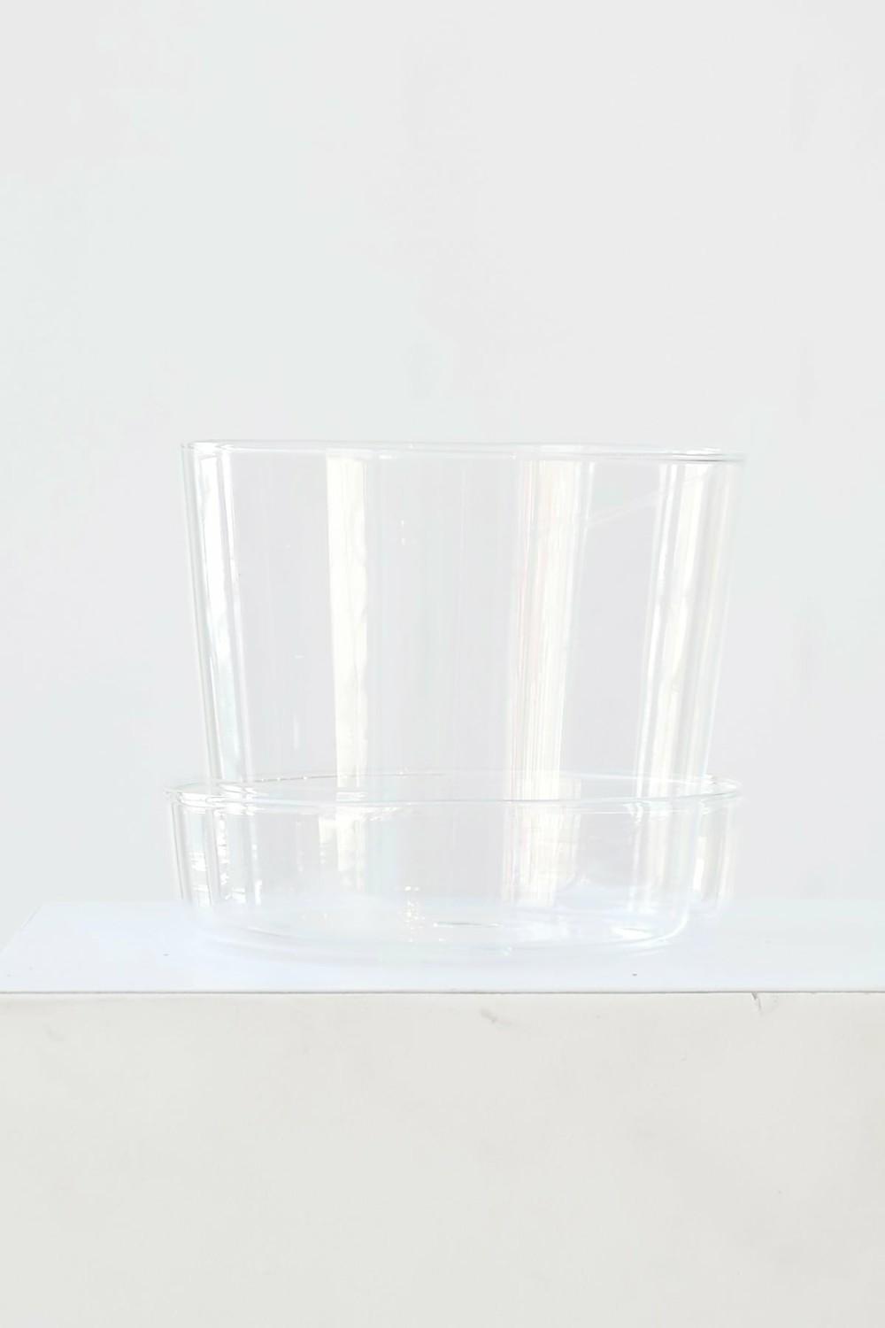 Planters |   Glass Pot With Saucer Clear Garden Planters