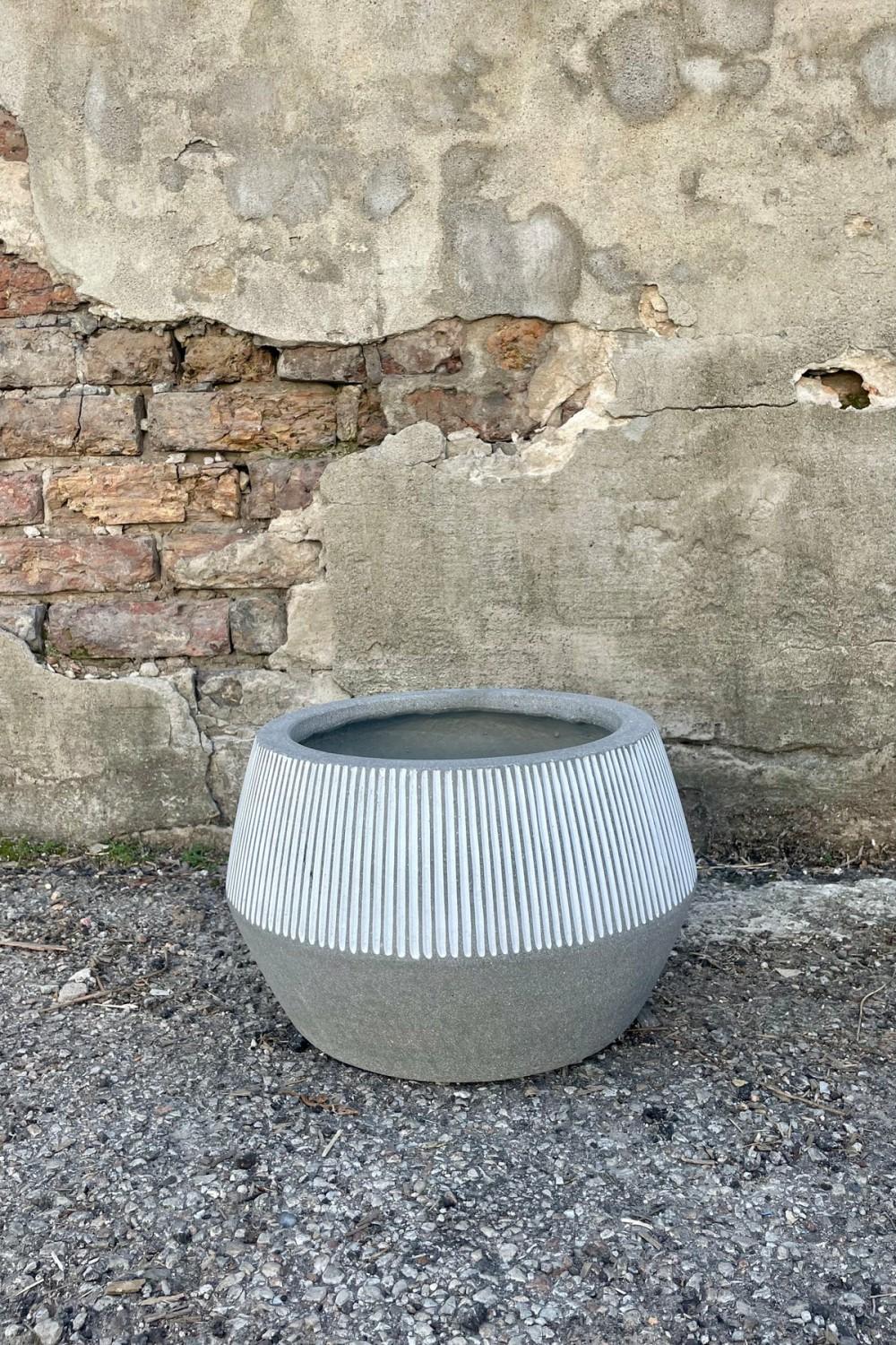 Planters |   Harley Low Pot White Stripe Small Garden Planters