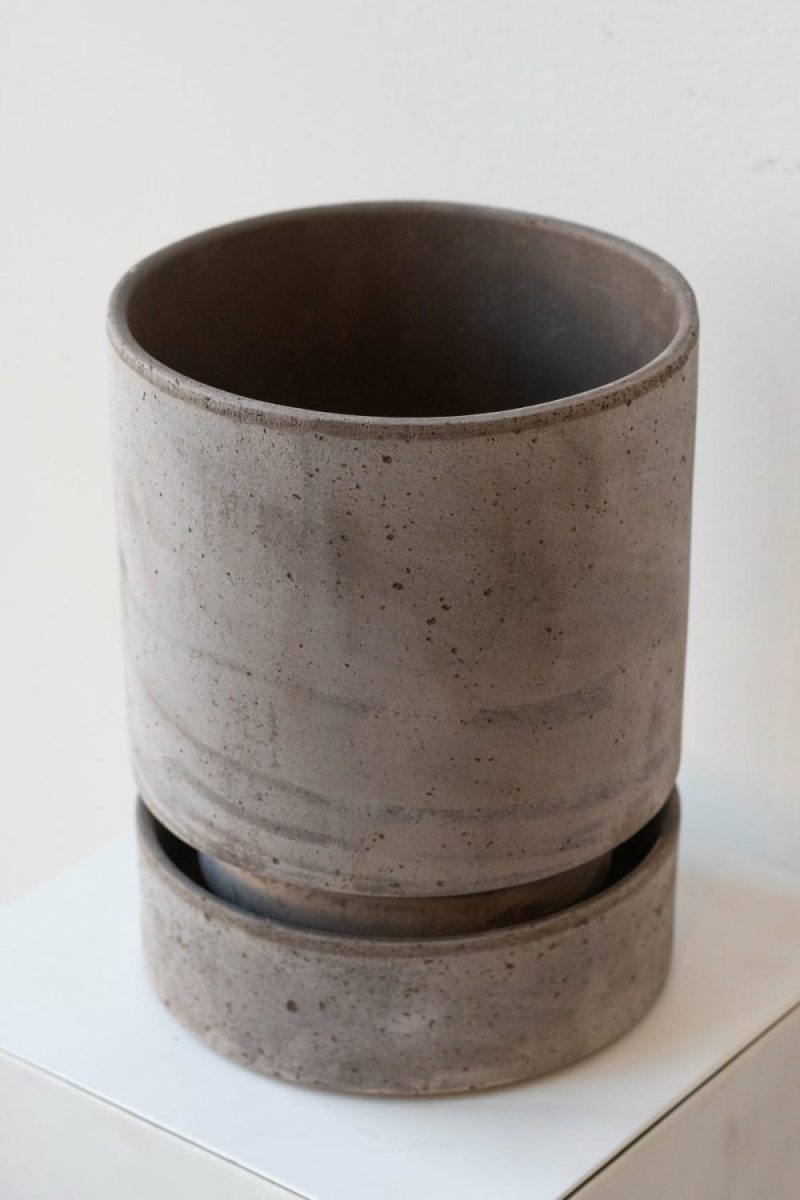 Planters |   Hoff Pot & Saucer Grey 7.1” Garden Planters