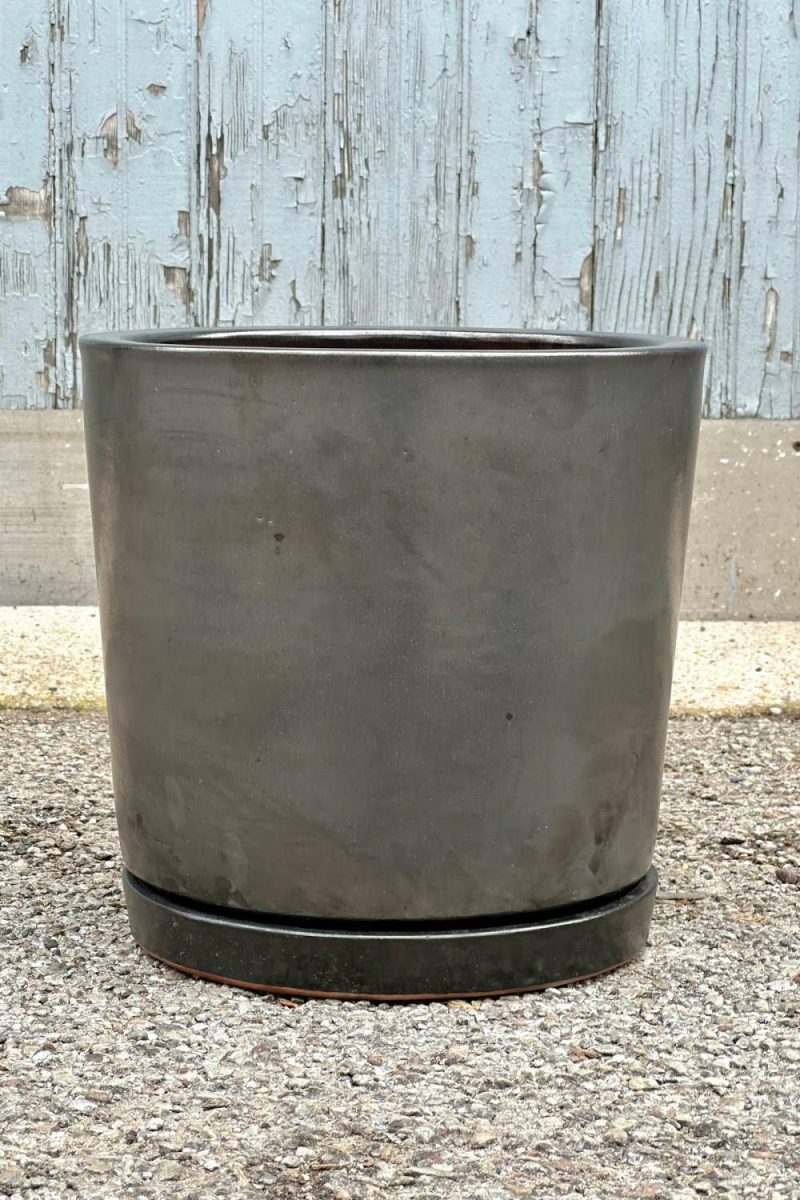 Planters |   I/O2 Graphite Cylinder Planter Medium Garden Planters