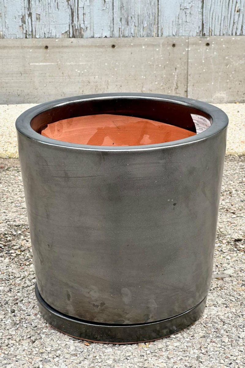 Planters |   I/O2 Graphite Cylinder Planter Medium Garden Planters