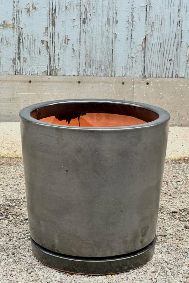 Planters |   I/O2 Graphite Cylinder Planter Medium Garden Planters