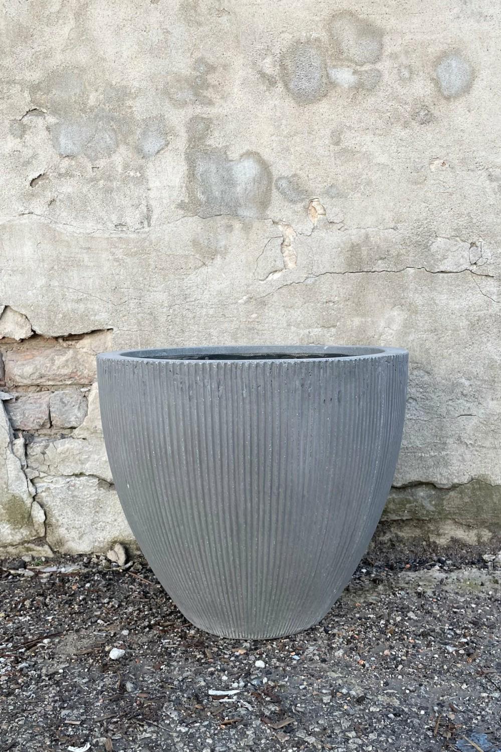 Planters |   Jesslyn Pot Vertical Ridged Dark Grey Extra Small Garden Planters