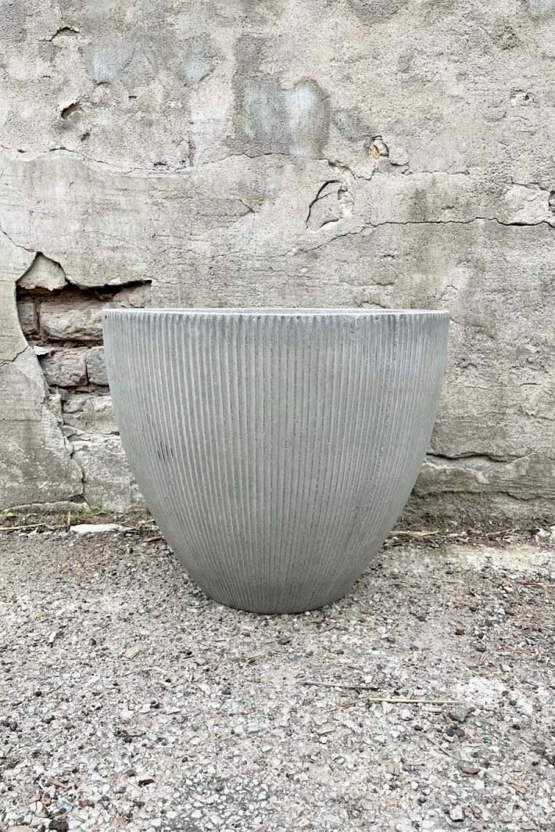 Planters |   Jesslyn Pot Vertical Ridged Light Grey Extra Small Garden Planters