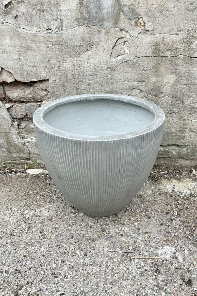 Planters |   Jesslyn Pot Vertical Ridged Light Grey Extra Small Garden Planters