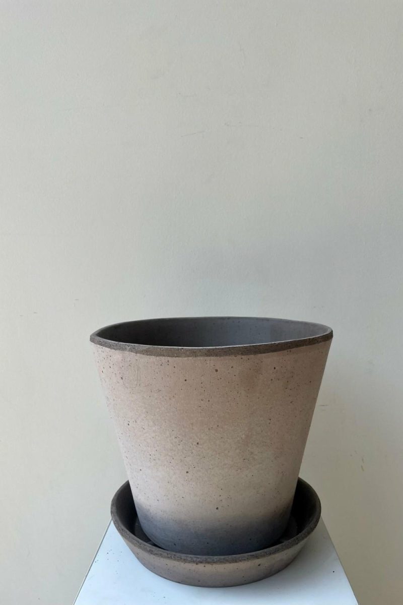 Planters |   Julie Pot & Saucer Grey 9.8″ Garden Planters