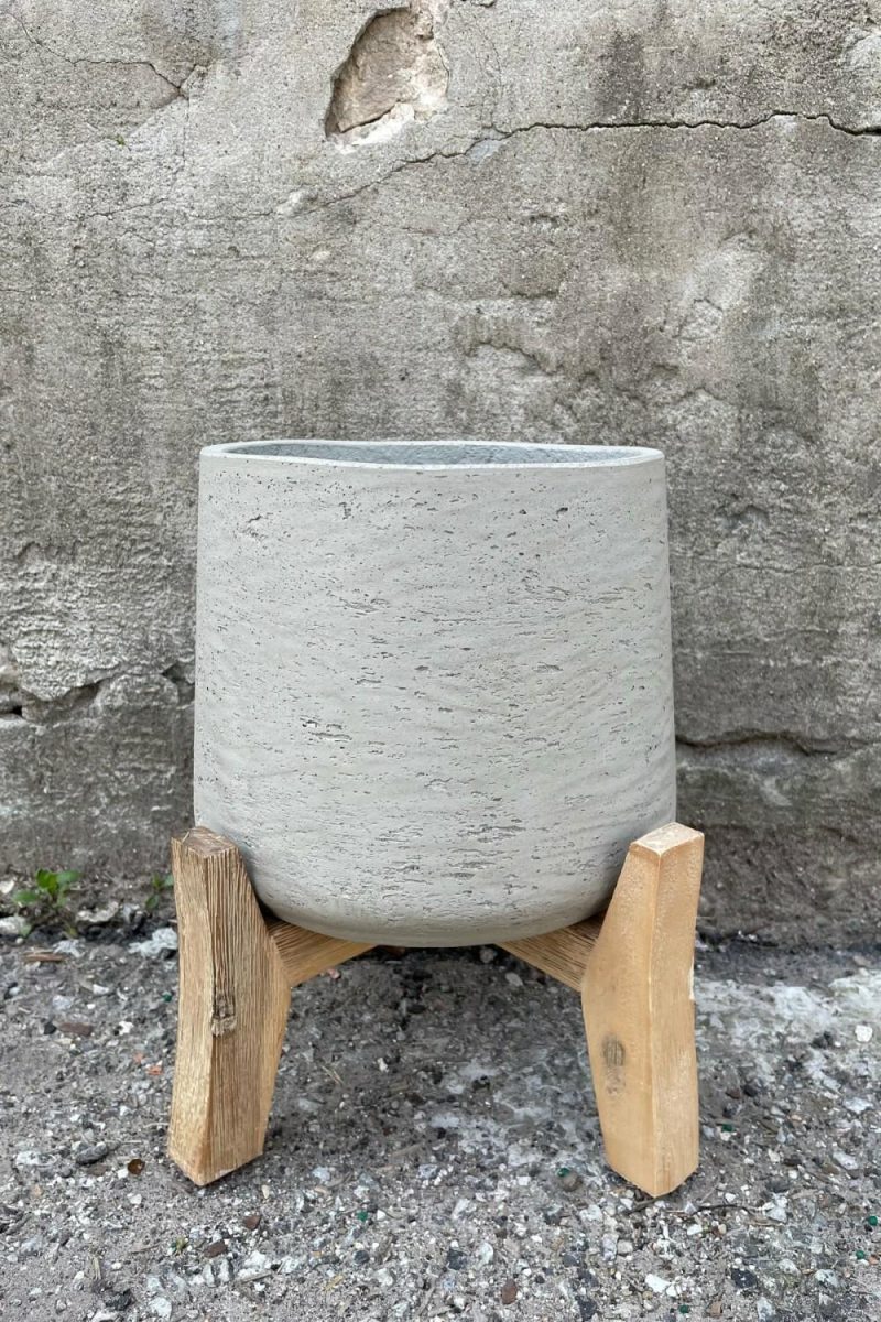 Planters |   Patt Pot W/ Low Feet Grey Washed Extra Large Garden Planters