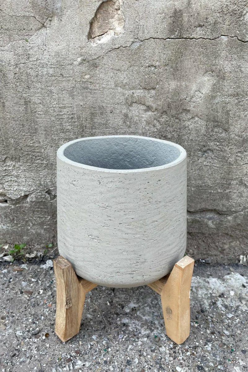 Planters |   Patt Pot W/ Low Feet Grey Washed Extra Large Garden Planters