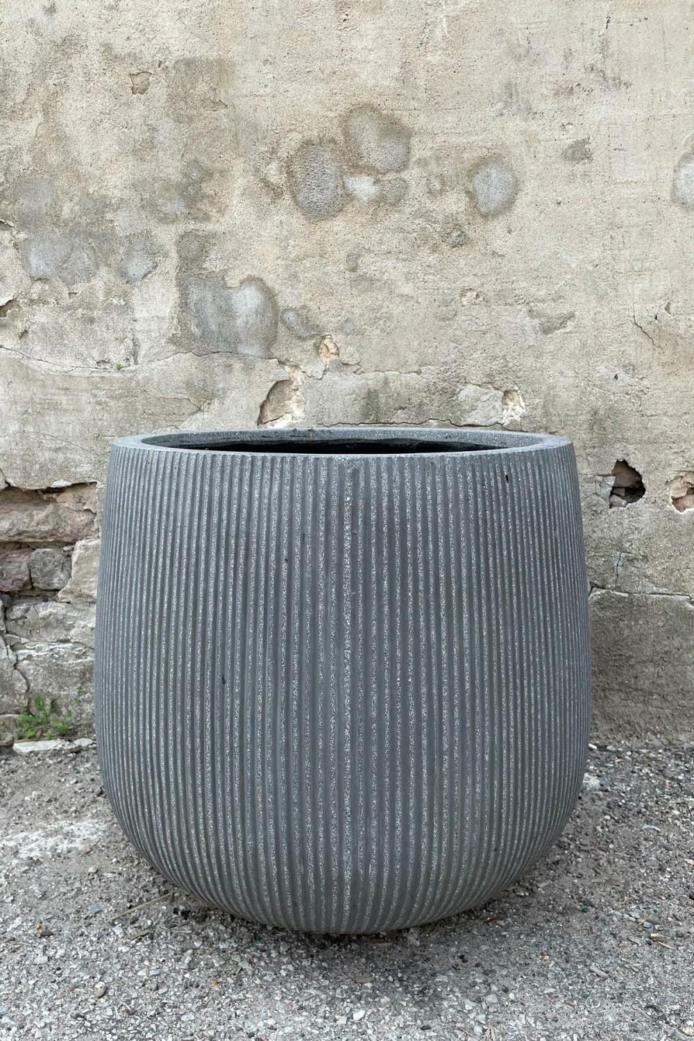 Planters |   Pax Pot Vertical Ridged Dark Grey Large Garden Planters