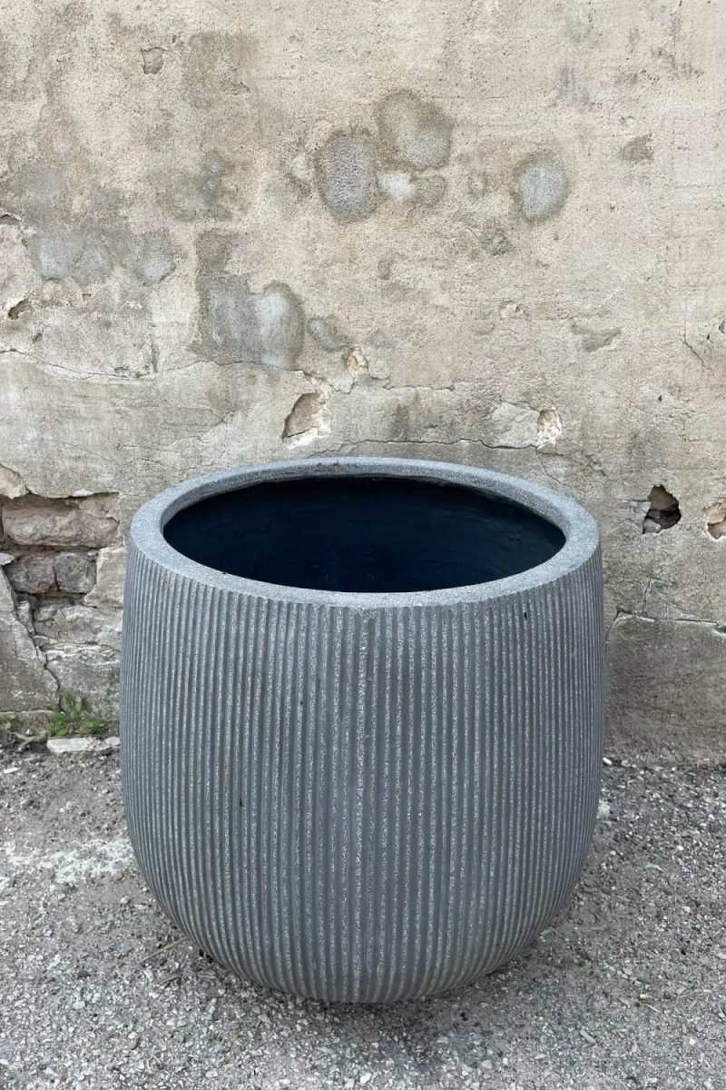 Planters |   Pax Pot Vertical Ridged Dark Grey Large Garden Planters