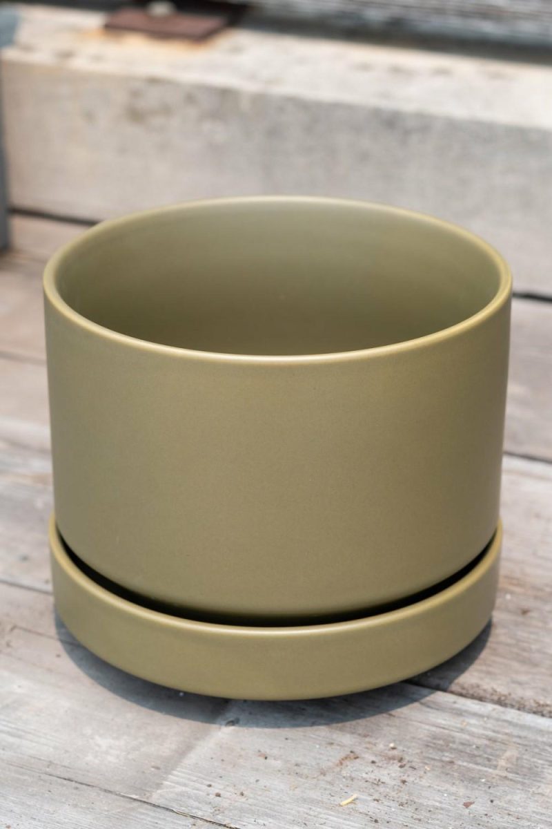 Planters |   Round Pot & Saucer Olive 6″ Garden Planters