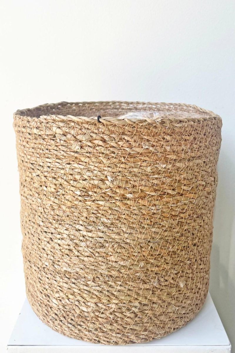 Planters |   Seagrass Basket With Liner 10″ Garden Planters