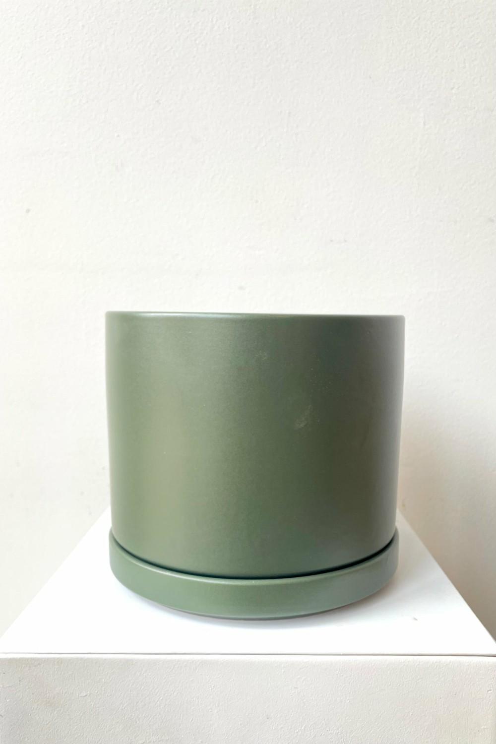 Planters |   Solid Cylinder & Saucer Forest Green 6” Garden Planters