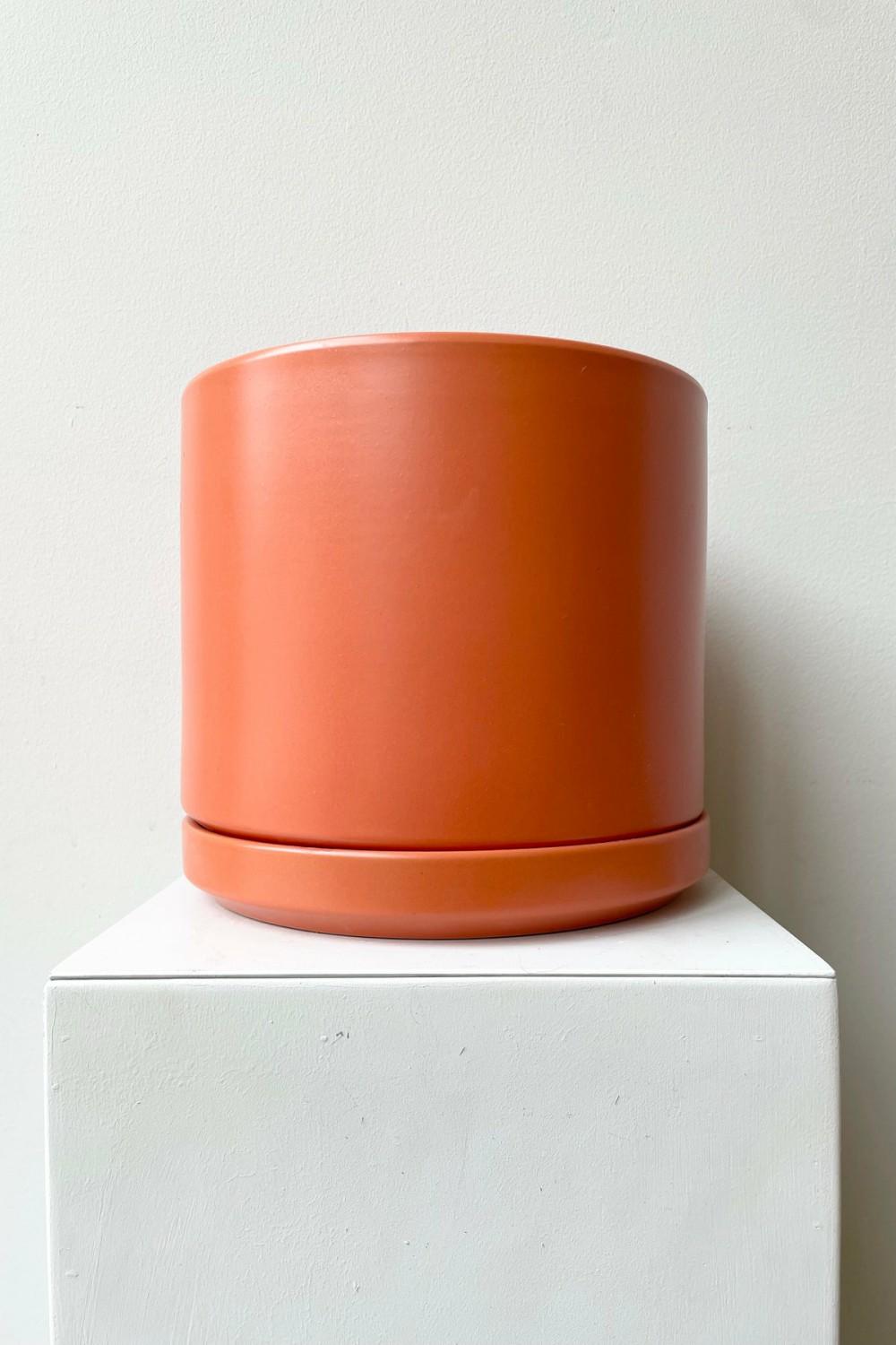 Planters |   Solid Cylinder & Saucer Rust 8” Garden Planters