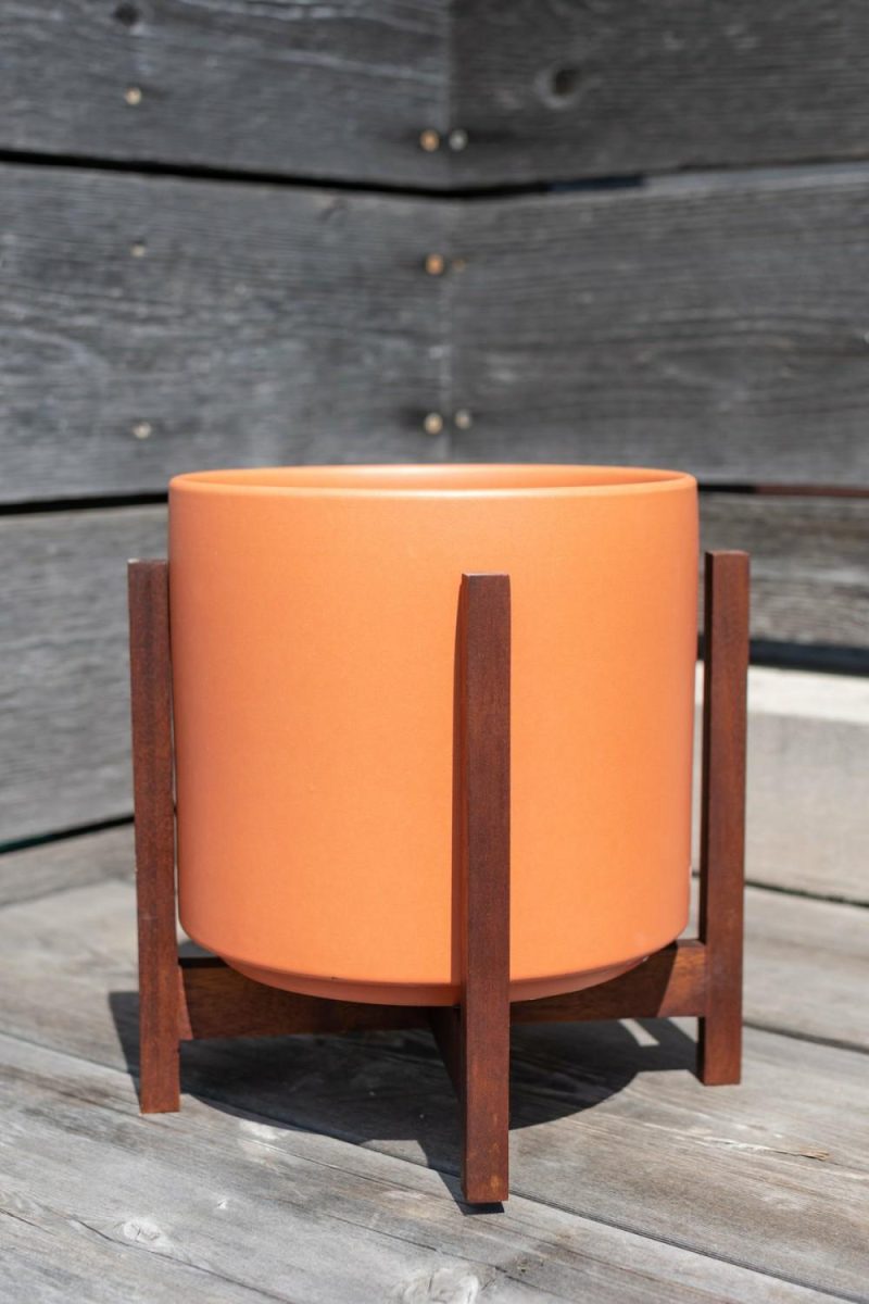 Planters |   Solid Cylinder & Stand Rust 8” Garden Planters