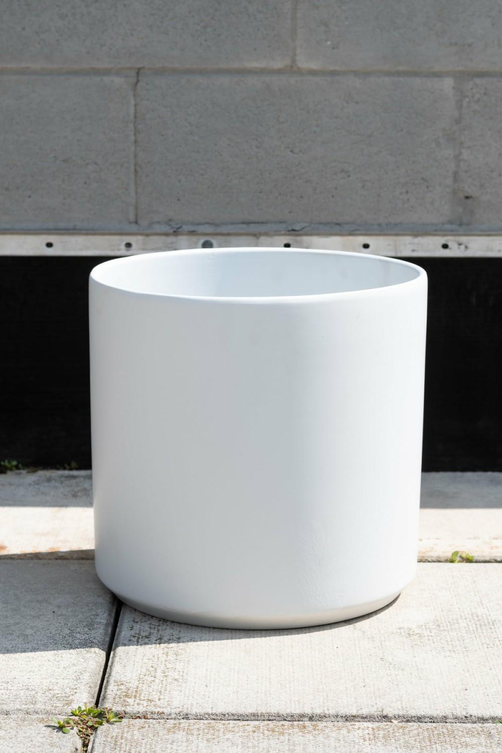 Planters |   Solid Cylinder White 12” Garden Planters