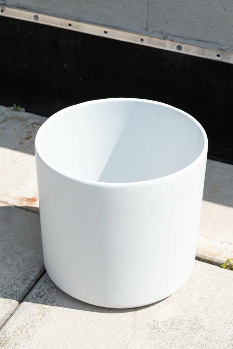 Planters |   Solid Cylinder White 12” Garden Planters