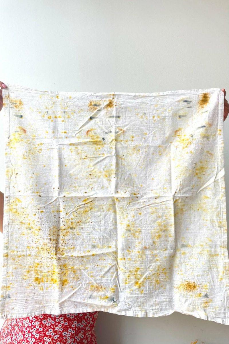 Textiles |   Botanically Dyed Tea Towel Abstract Yellow Home Textiles