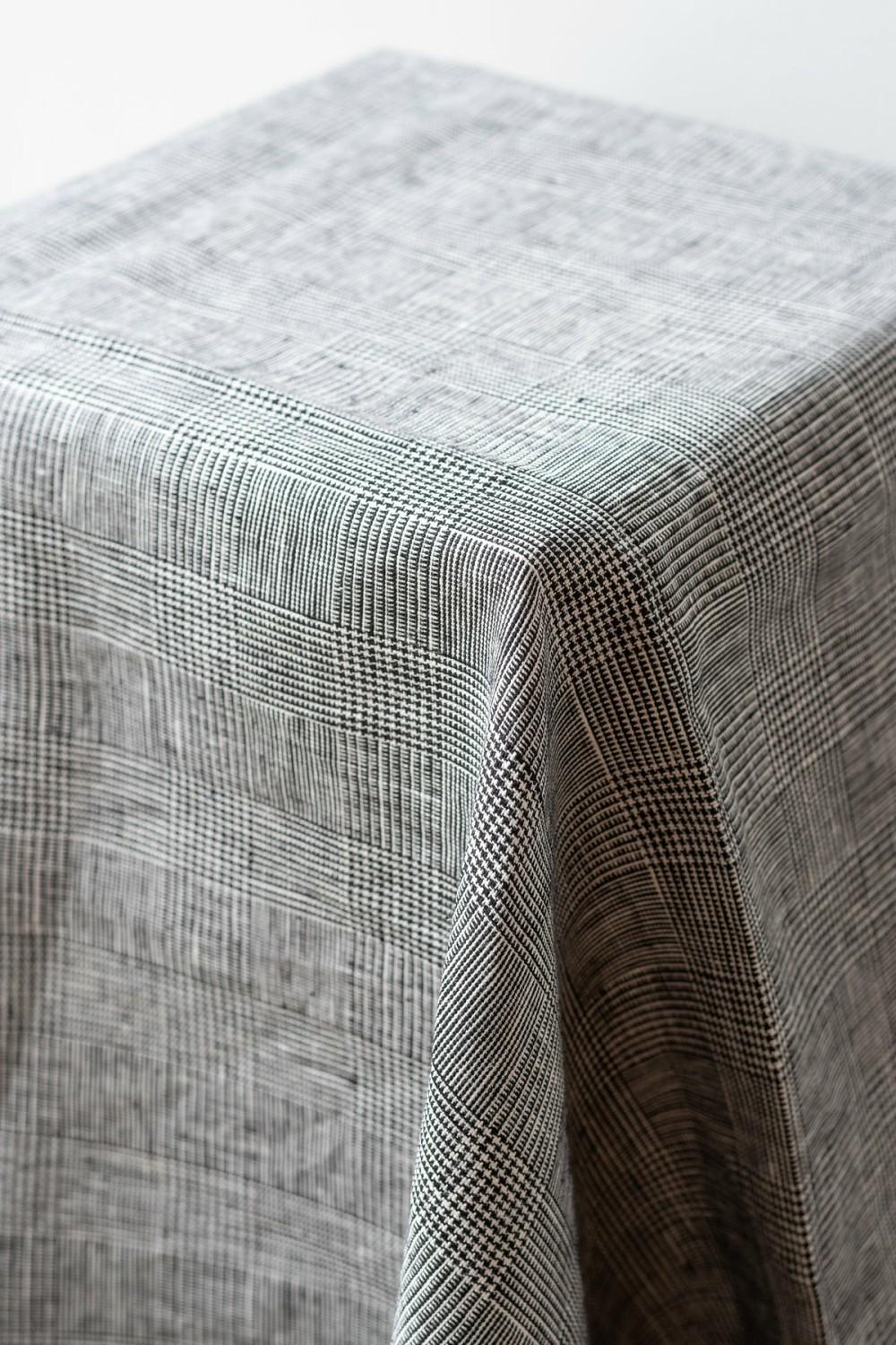 Textiles |   Tablecloth Linen Glenn Check Grey Large Home Textiles