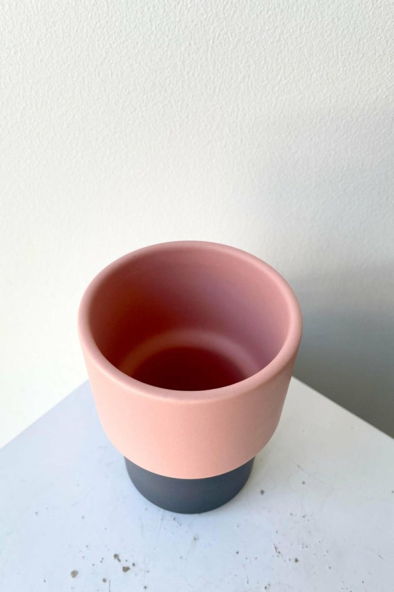 Vases |   Fumario Ceramic Cup – Pink & Dark Grey Floral Vases