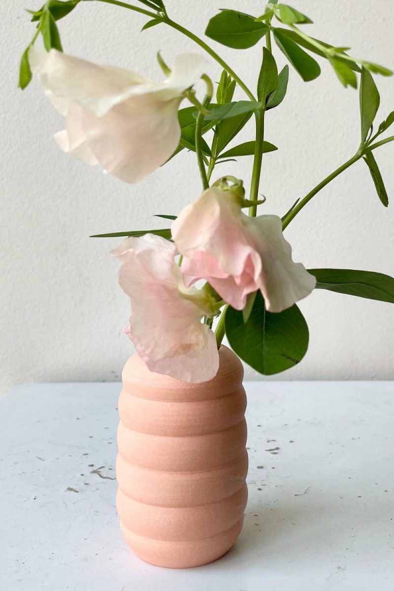 Vases |   Petite Pastel Ribbed Vase Peach Floral Vases