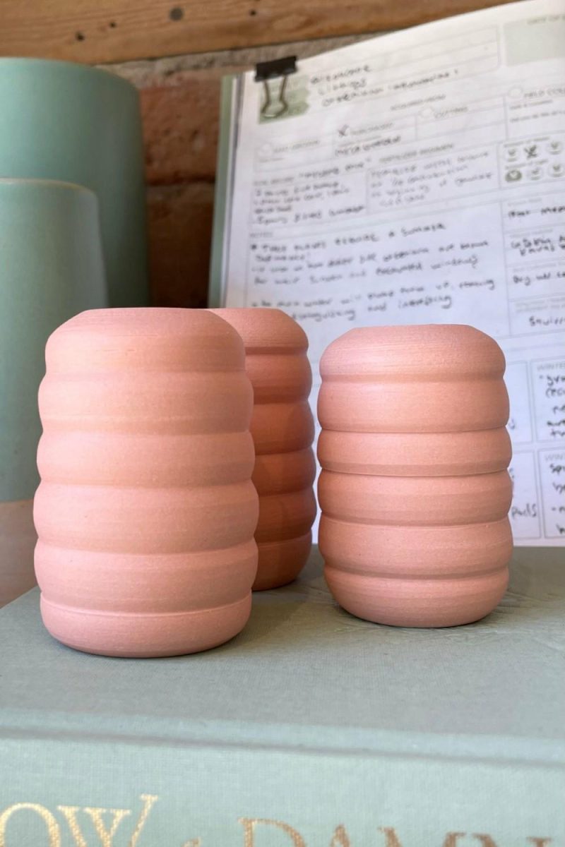 Vases |   Petite Pastel Ribbed Vase Peach Floral Vases