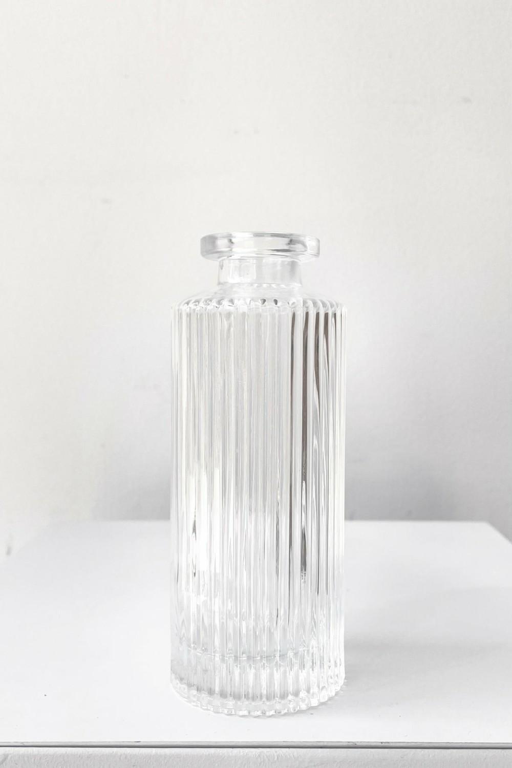 Vases |   Pleated Medicine Bud Vase Clear Floral Vases