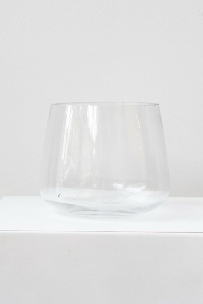 Vases |   Reverse Taper Round Bottom Vase Clear Glass 4.5H X 5.5W Floral Vases