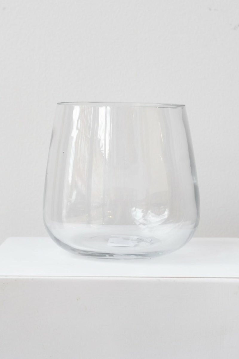 Vases |   Reverse Taper Round Bottom Vase Clear Glass 5.5H X 6”W Floral Vases