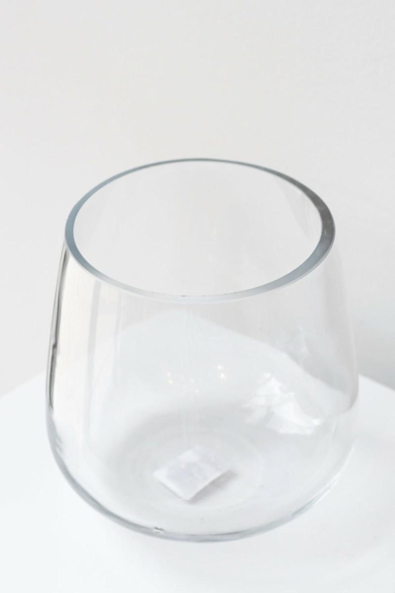 Vases |   Reverse Taper Round Bottom Vase Clear Glass 5.5H X 6”W Floral Vases