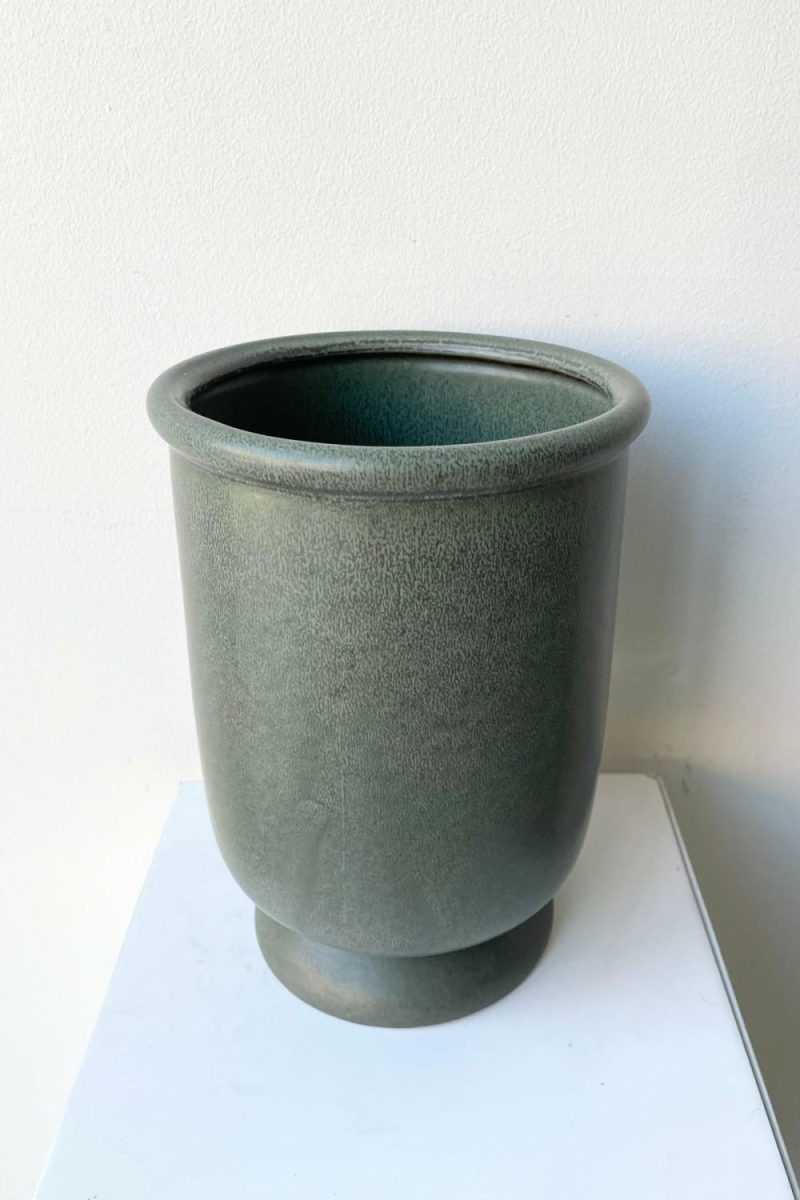 Vases |   Stoneware Dark Green Urn Vase Floral Vases