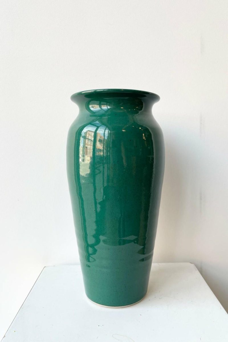 Vases |   Tall Vase Jade Green Glaze Medium Floral Vases