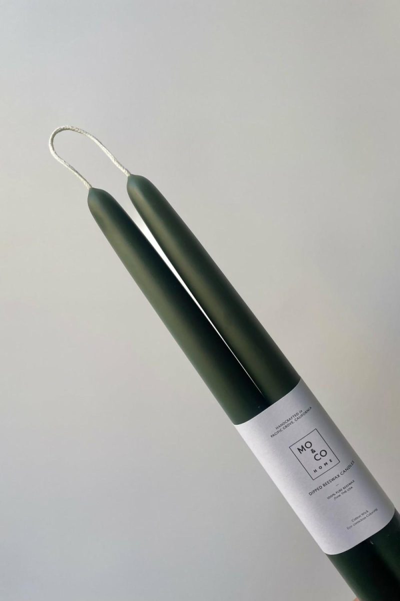 Candles & Scents |   Forest Green 14″ Beeswax Taper Candles, Pair Candles & Scents Candles & Scents