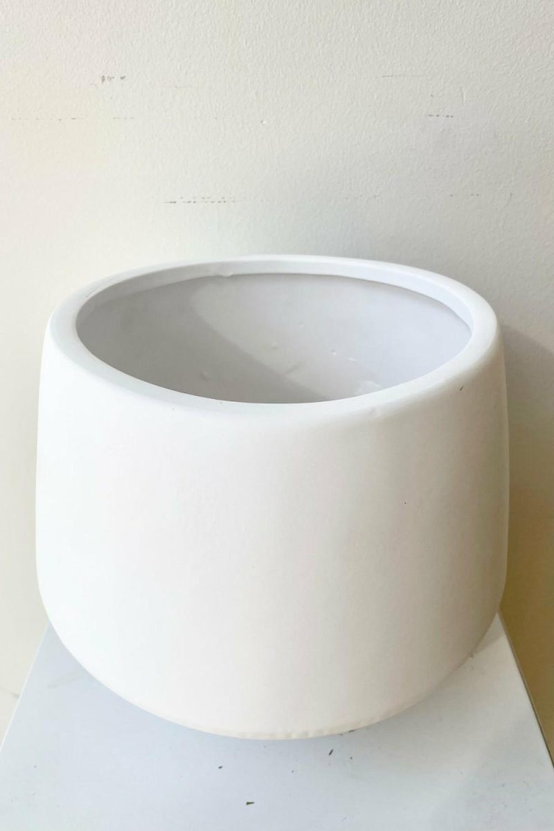 Vases |   White Valve Pot 7″ Floral Vases