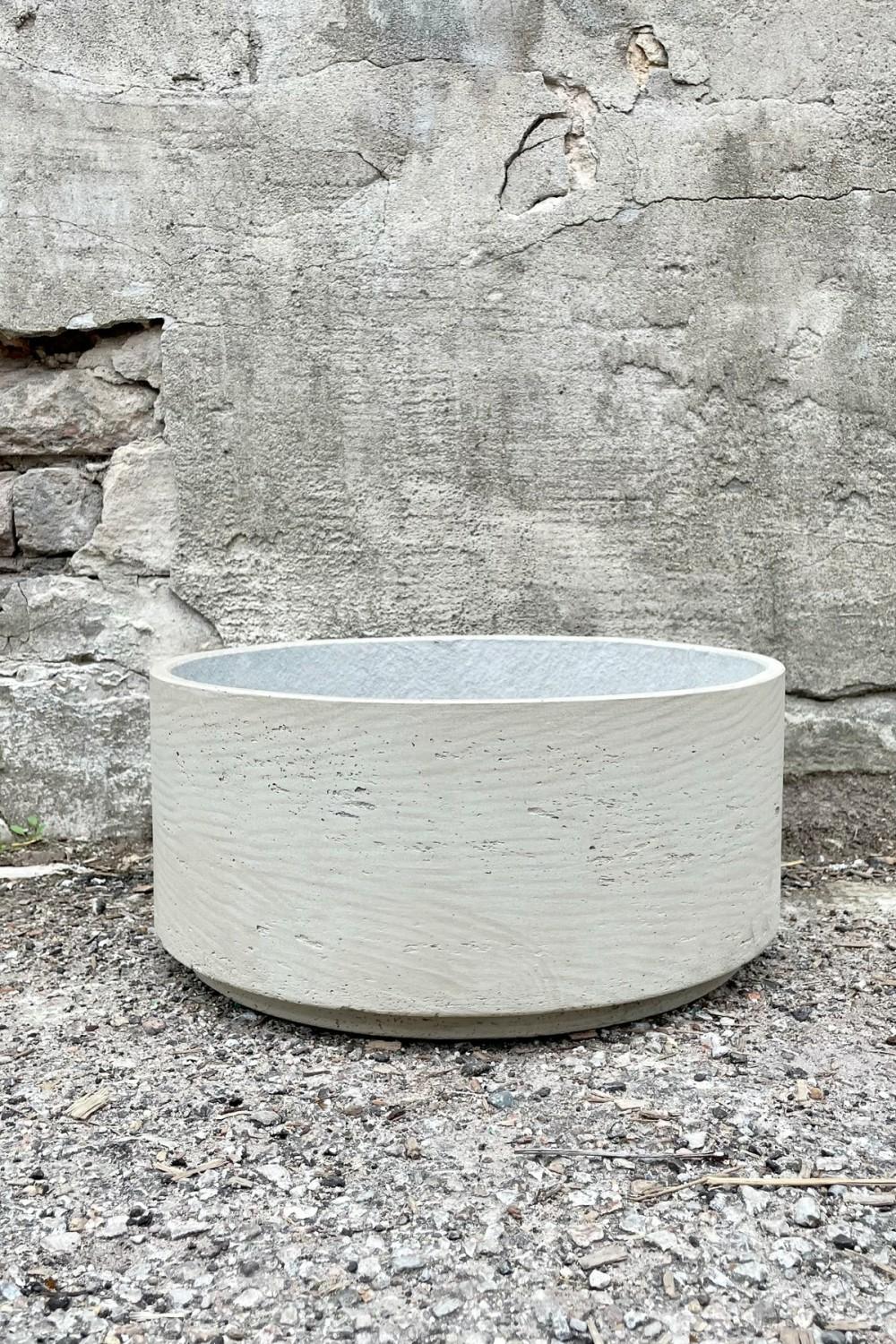 Planters |   Eli Bowl Grey Washed Medium Garden Planters