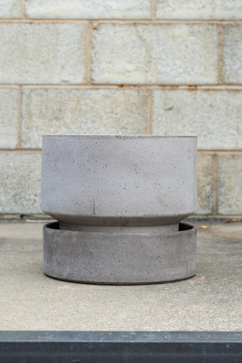 Planters |   Hoff Pot & Saucer Grey 11.8” Garden Planters