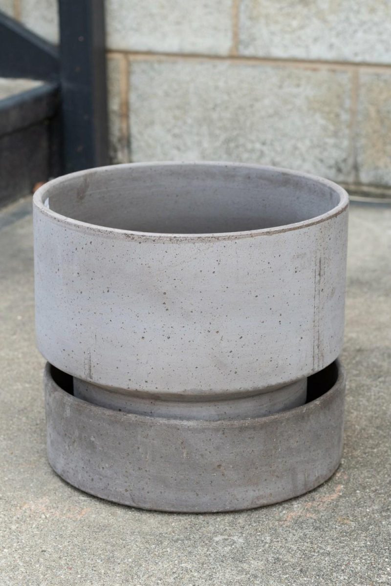 Planters |   Hoff Pot & Saucer Grey 11.8” Garden Planters